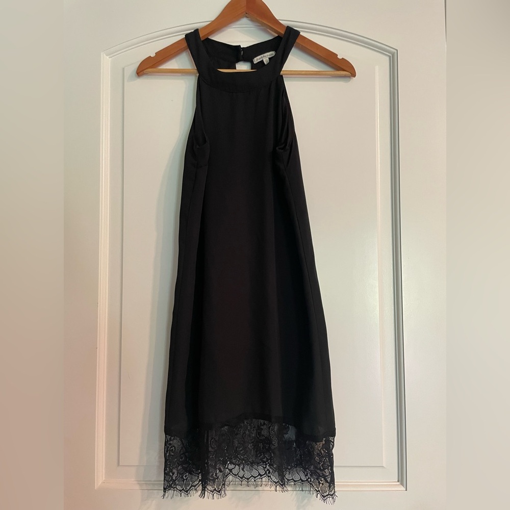 Charlotte Russe Black Lace Sheath Dress Halter Sleeveless Knee Length XS